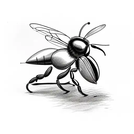 An Anthropologist Sketching A Tropical Bee On A Yellow Background