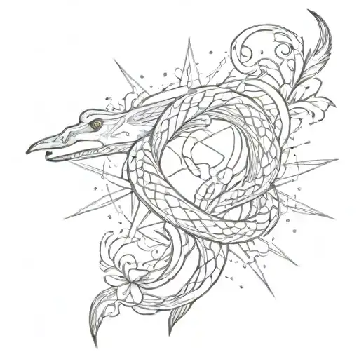 Name Mergia With Star Rays And A Snake