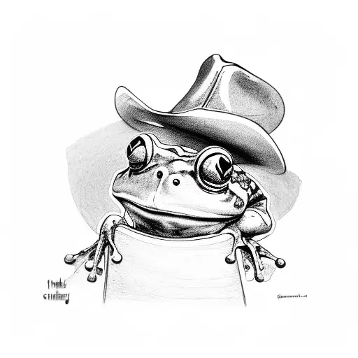 A Frog With A Cowboy Hat Sitting On A Rocking Chair