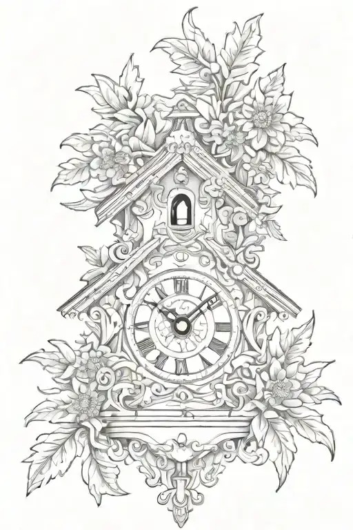 German Cuckoo Clock With Edelweiss Surrounding