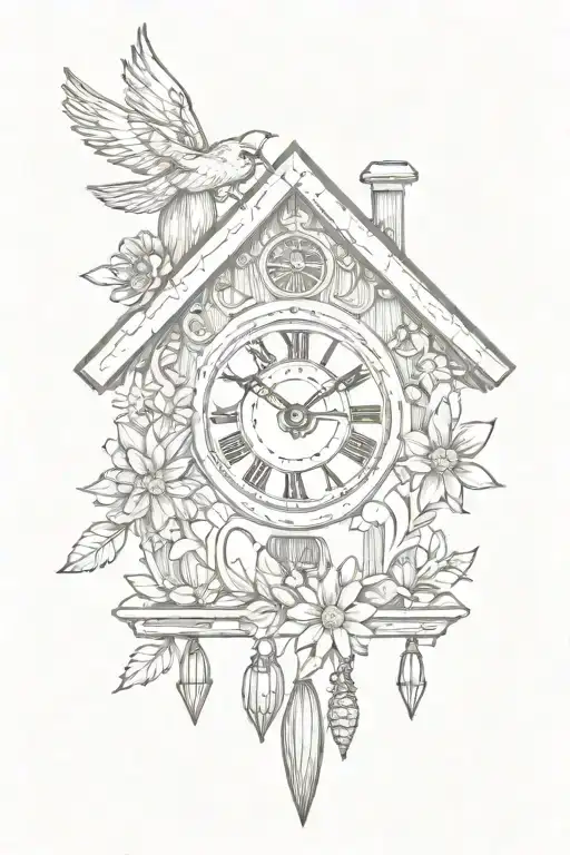 Cuckoo Clock German With Edelweiss Surrounding Simple