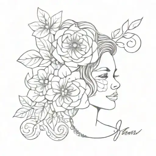 Floral Minimalist Mother-daughter Tattoo Design