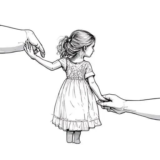Little Girl Reaching Out To A Hand