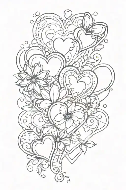 Girly Three Hearts And Paw Print