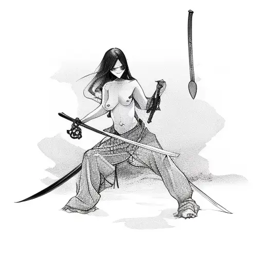 Nude Woman With Katana