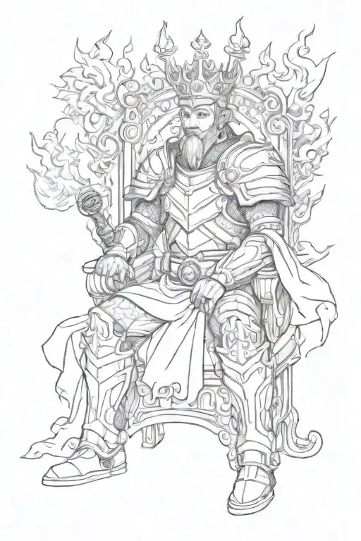 King In Armor On His Throne Of Fire