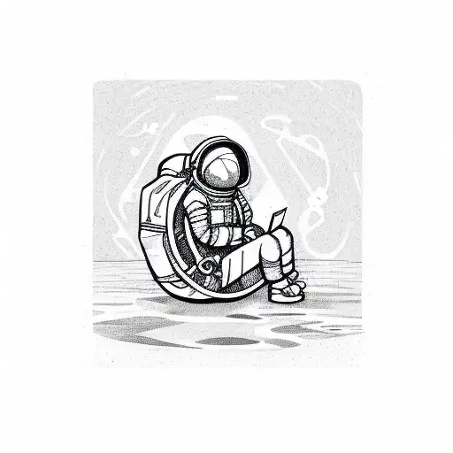 An Astronaut Listening To Music While Sittting On A Planet