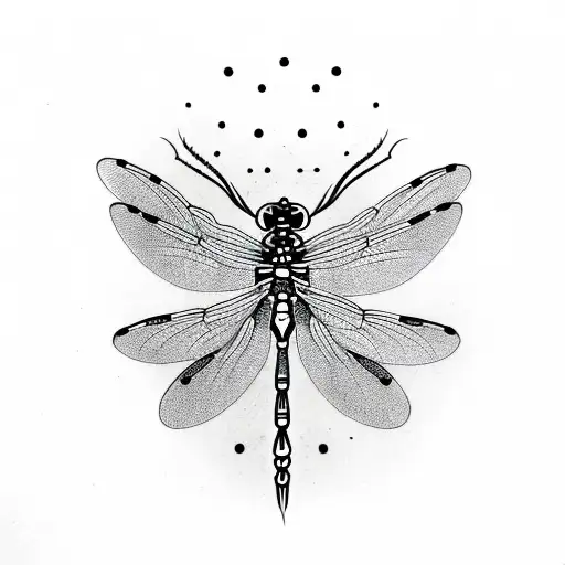 Dragonfly Simple Tattoo Dots No Background