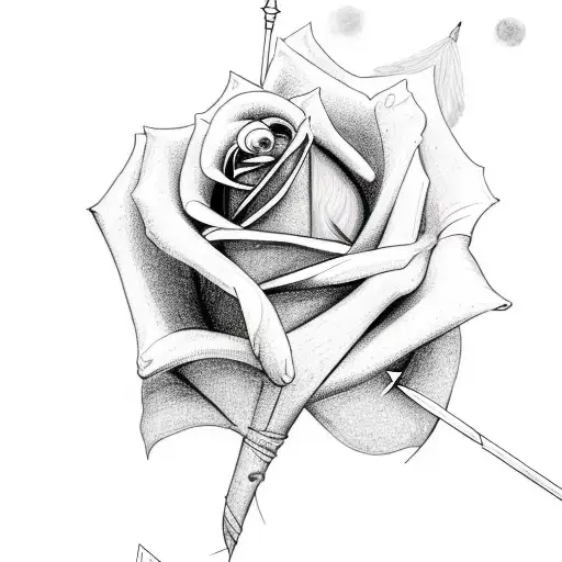 Rose Being Pierced By Arrow