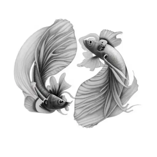 A Pair Of Betta Fish Yin And Yang