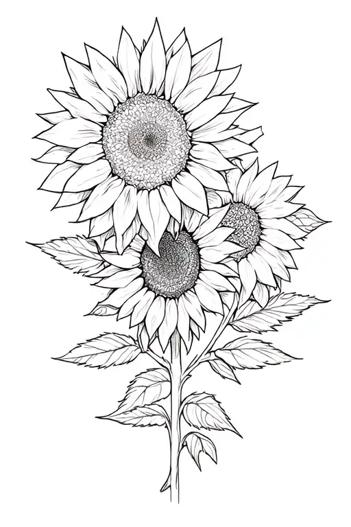 Wolf And Sunflower Intertwined