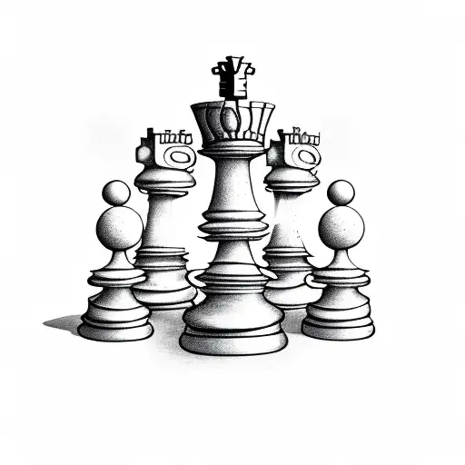 Chessboard With Chess Pieces In A Surrealistic Style