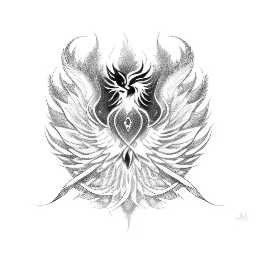 Minimal Phoenix Rising From Ashes Of Rose