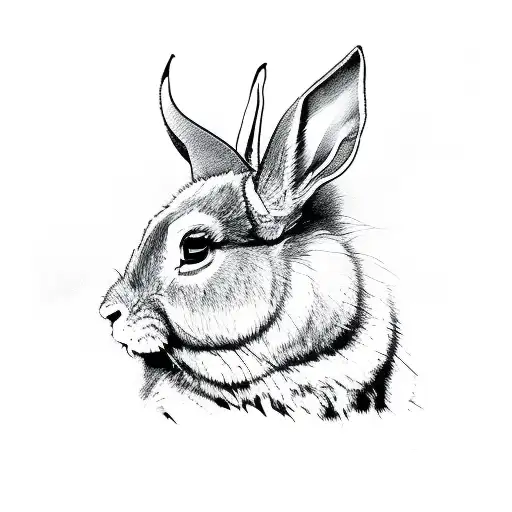 One Line Bull And Rabbit