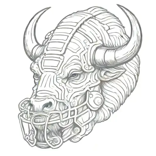 Buffalo Wearing Football Helmet