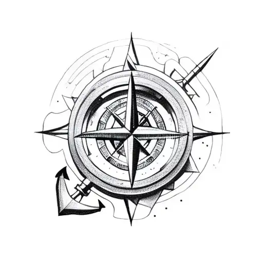 Anchor With A Compass Over