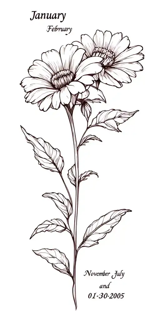 January February July November December Birth Flower And Memorabilia With Date 01-30-2005