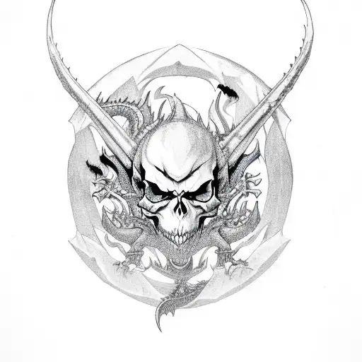 Shinigami Dragon And Skulls