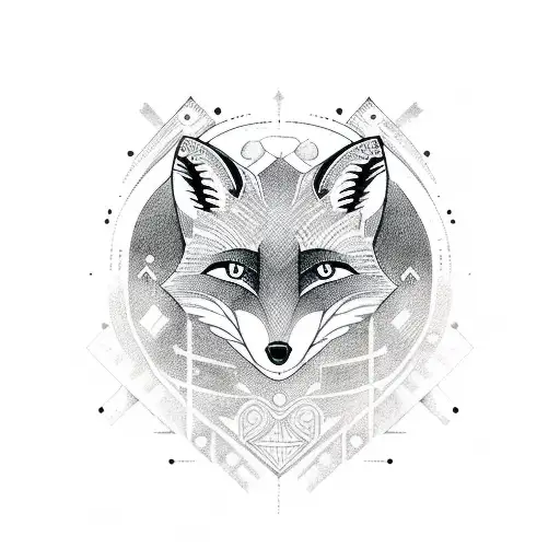 A Fox Head Made Out Of Nordic Runes