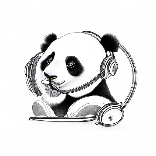 Panda Listening To Music On Headphones