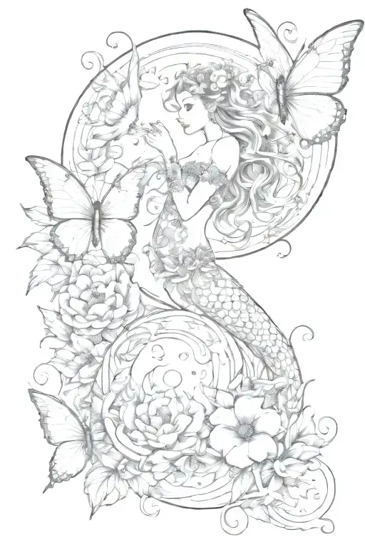 Floral Butterflies Moon Dragons Mermaid