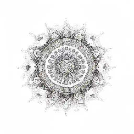 An Intricate Mandala Design Incorporating Elements Of Dance And Music
