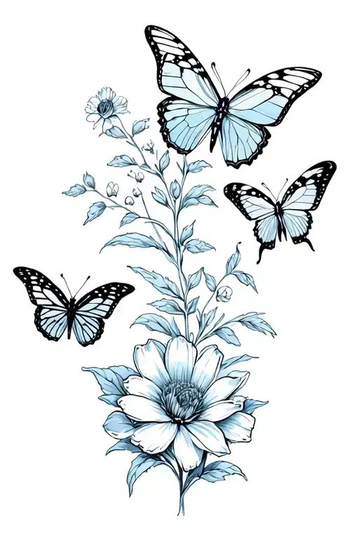 Butterflies And Flowers