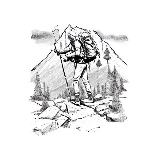 A Sketch-style Illustration Of A Hiker Conquering A Challenging Colorado Trail