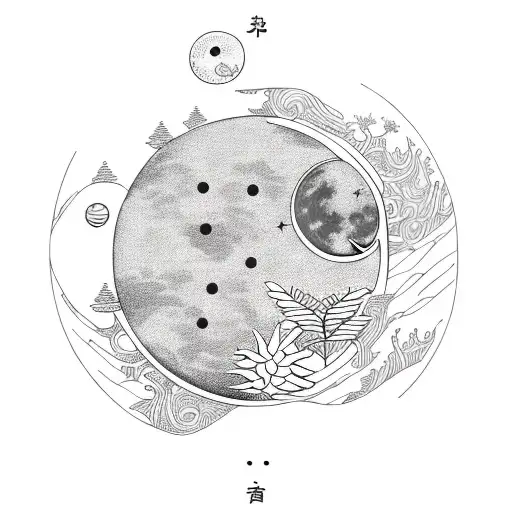 Sun And Moon With Plants