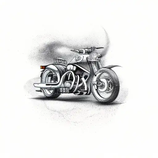 Illustration Of A Car And Motorcycle Merged Together In A Surreal Way