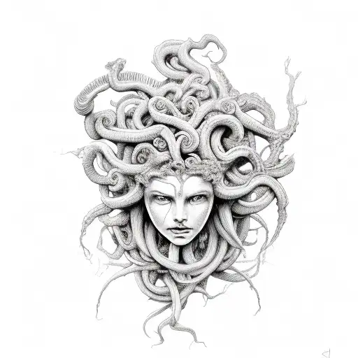 Half Monster Medusa And Half Human Medusa