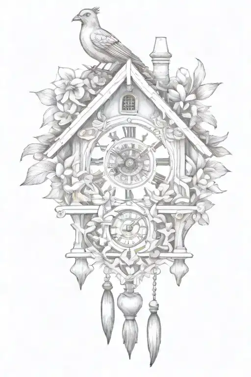 German Cuckoo Clock With Edelweiss Surrounding