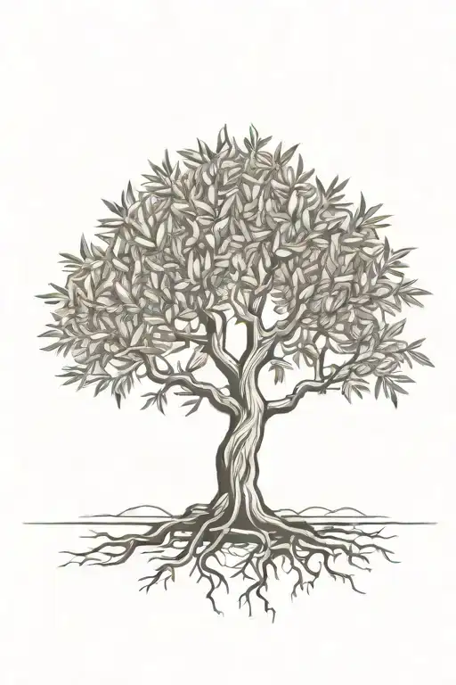 Black And White Olive Tree With Roots