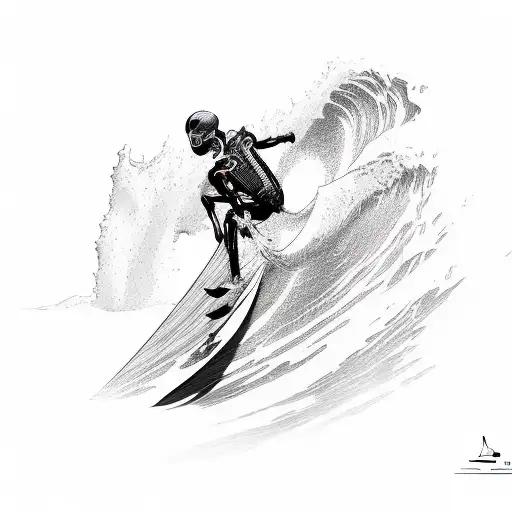 Skeleton Carving A Wave In Sketch Style