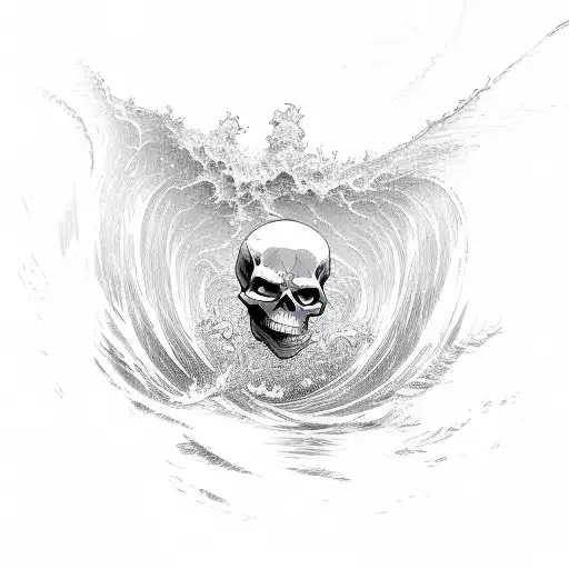 Skeleton Carving A Wave In Sketch Style