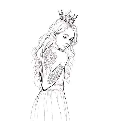 A Girl With A Crown On Her Arm
