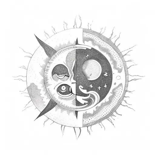 Sillhouette Of Sun And Moon