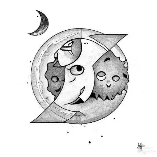 Sillhouette Of Sun And Moon Without A Face