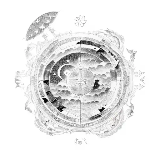 A Simple Japanese-style Tori Gate With The Astrological Constellation Of The Scorpion Above