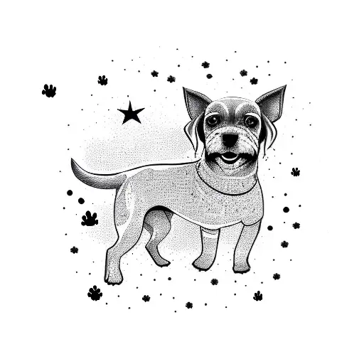 Dog Outline With Stars