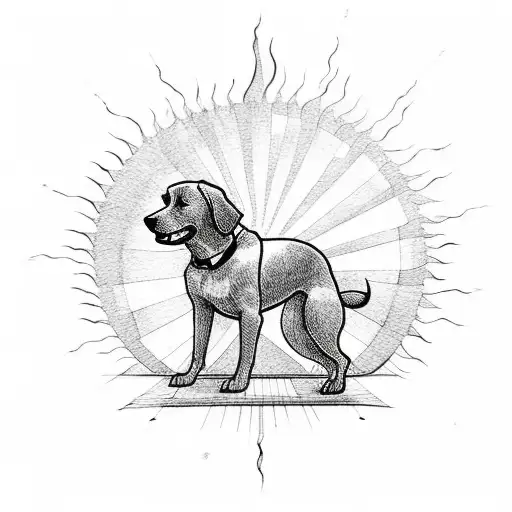 Silhouette Of A Dog With A Sun Behind It