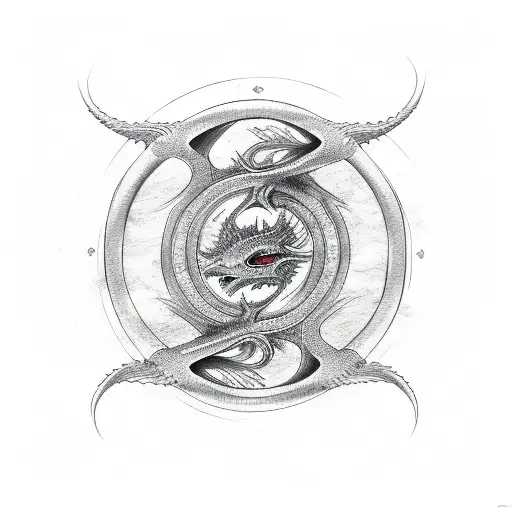 Taijitu Dragon Ouroboros