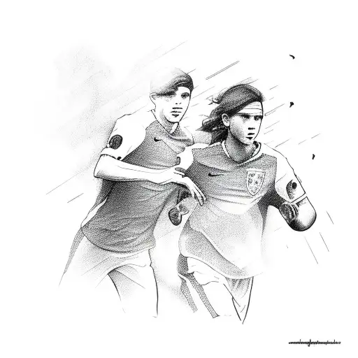 Two Friends Arm In Arm Towards A Soccerstadium