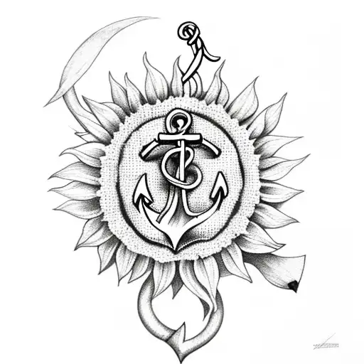 Anchor With Sunflower In The Back