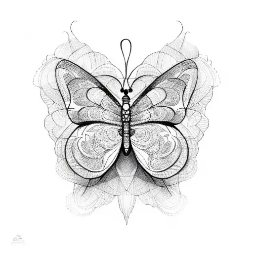 A Detailed Sketch Of A Butterfly With Intricate Patterns Inspired By Different Travel Destinations