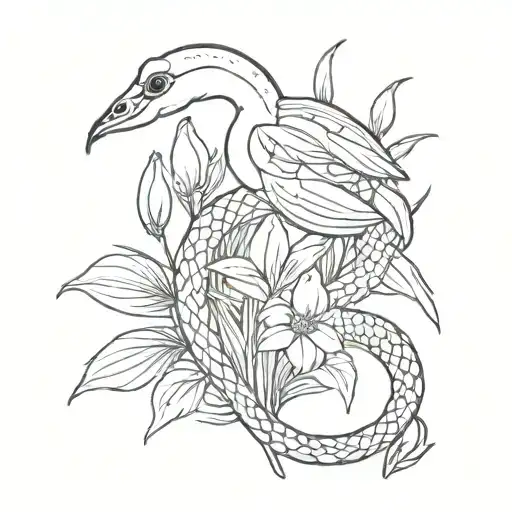 Snowdrop Flower And Snake Wrapped