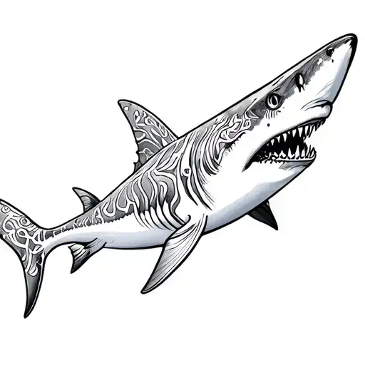 Shark With Submerged Half