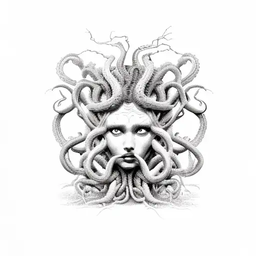 Half Monster Medusa And Half Human Medusa