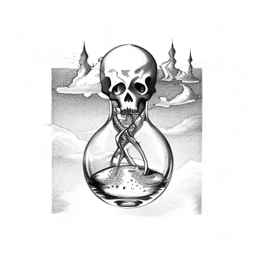 Hourglass Combined With Themes Of Life And Death