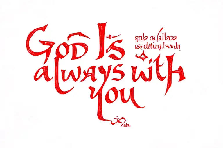 God Is Always With You Arabic Red Ink